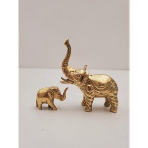 Handcrafted Solid Brass Elephant Figurine - Cute Home Decor Accent set of tow